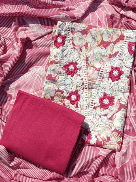 FAB JUNCTION Printed Pure Cotton Unstitched Dress Material