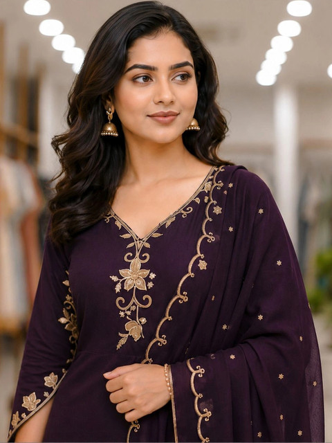 NEEL ETHNICS Women Ethnic Motifs Embroidered Regular Thread Work Kurta with Trousers & With Dupatta - Image 5