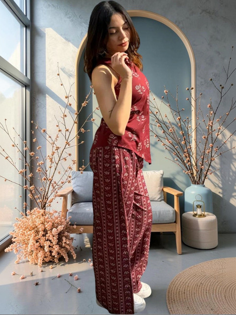 KALINI Floral Printed Top with Palazzos - Image 3
