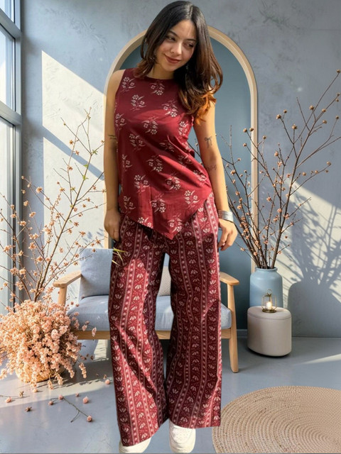 KALINI Floral Printed Top with Palazzos - Image 4