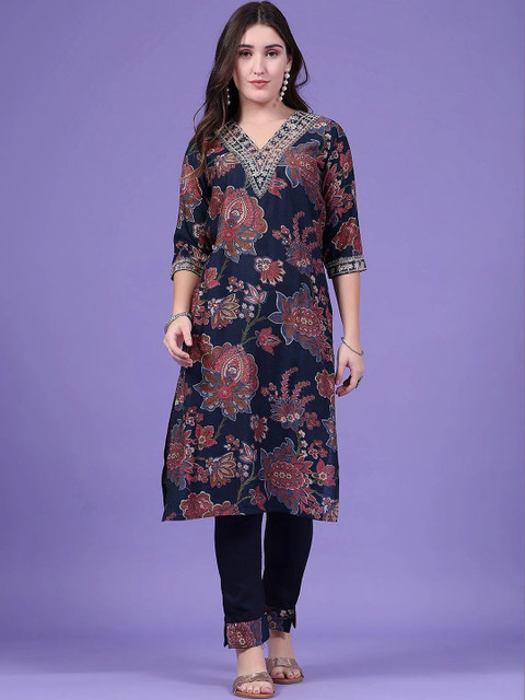 V-Mart Women Floral Printed Tunic With Trousers