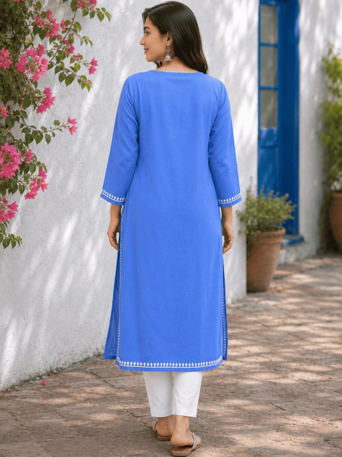 FABPLUS Women Ethnic Motifs Embroidered Thread Work Kurta - Image 4