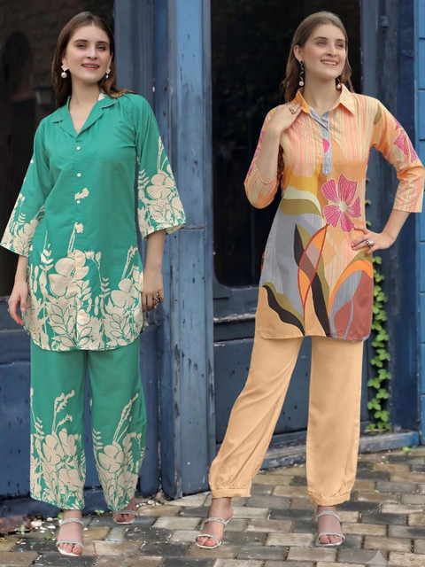 Laasika Set Of 2 Floral Printed Tunic with Palazzos