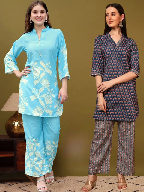 Laasika Set Of 2 Floral Printed Tunic with Palazzos