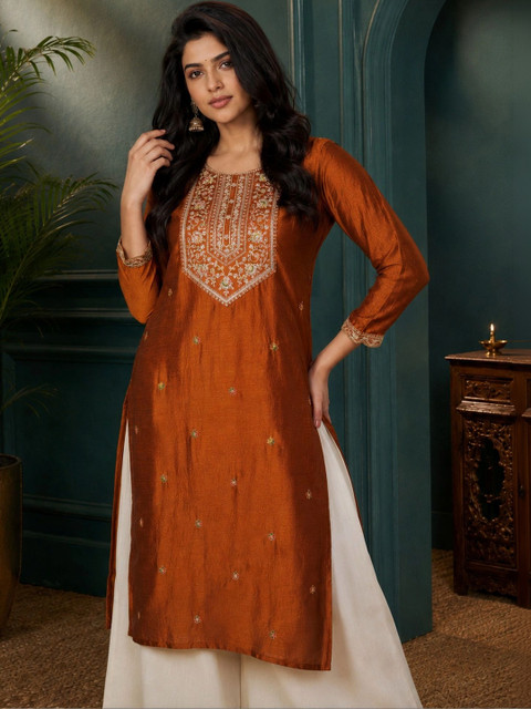 rarethread Women Ethnic Motifs Embroidered Thread Work Kurta