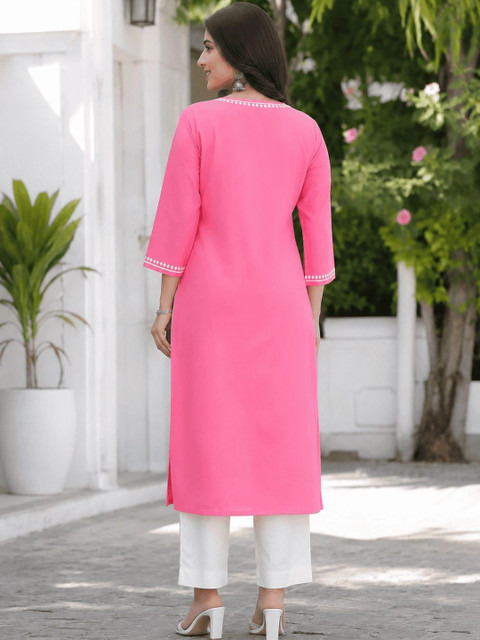FABPLUS Women Embroidered Thread Work Kurta - Image 4