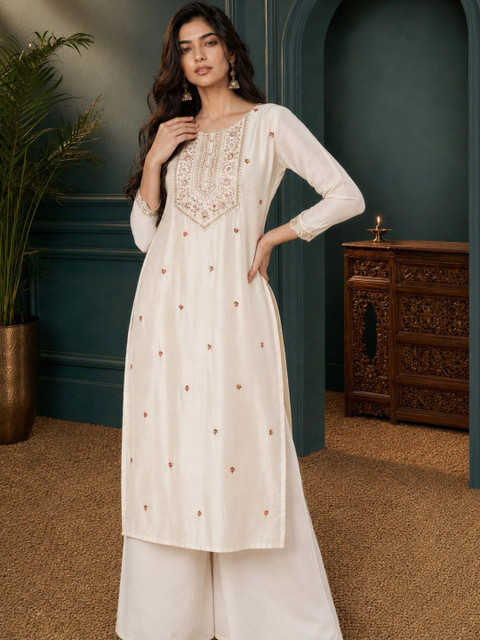 rarethread Women Embroidered Thread Work Kurta - Image 3