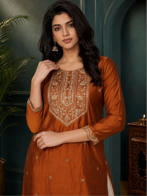 rarethread Women Ethnic Motifs Embroidered Thread Work Kurta - Image 2