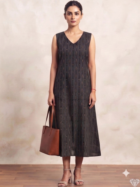 aayusika Ethnic Motifs Print A-Line Midi Dress