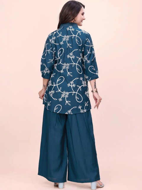 PORU IMPEX Floral Printed Tunic with Palazzos - Image 2