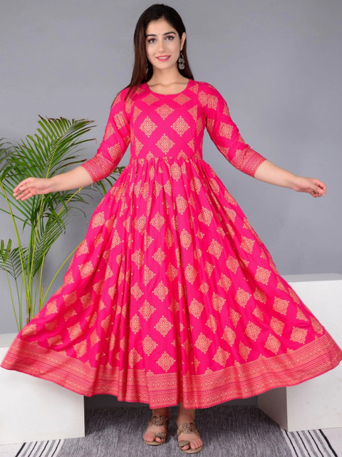 NAVYAAZRI Women Geometric Printed Anarkali Kurta