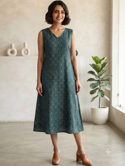 KALINI Print A-Line Midi Dress