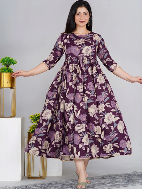 NAVYAAZRI Women Floral Printed Floral Anarkali Kurta