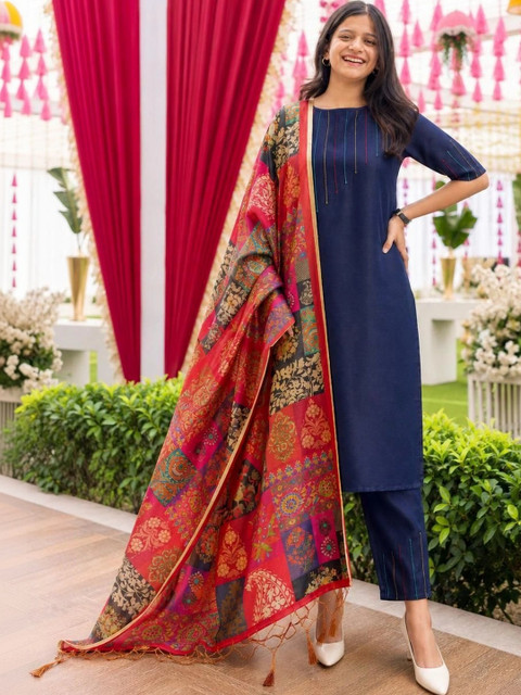 KALINI Ethnic Motifs Woven Design Dupatta with Zari - Image 4