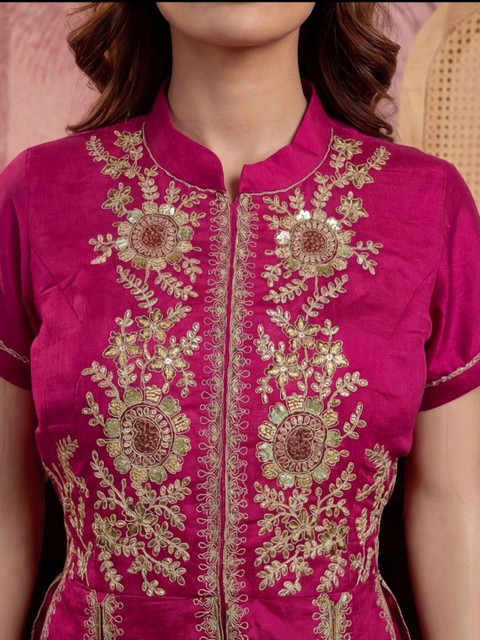 Sangria Indie Florals Embroidered Top with Skirt - Image 3