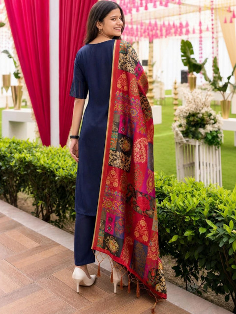 KALINI Ethnic Motifs Woven Design Dupatta with Zari - Image 3