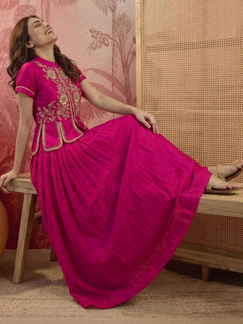 Sangria Indie Florals Embroidered Top with Skirt - Image 6