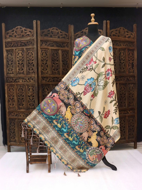 LUMIN KNOT Printed Kalamkari Dupatta - Image 4