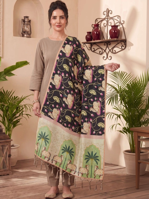 LUMIN KNOT Printed Kalamkari Dupatta - Image 3