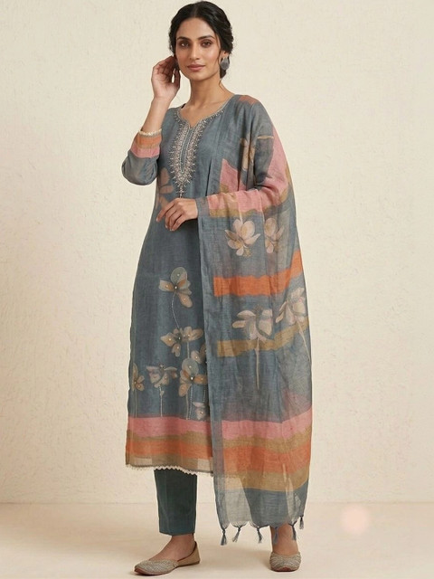 WaCraz Printed Pure Cotton Semi-Stitched Dress Material - Image 7