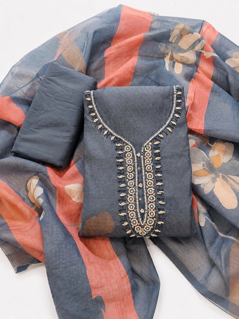 WaCraz Printed Pure Cotton Semi-Stitched Dress Material - Image 5