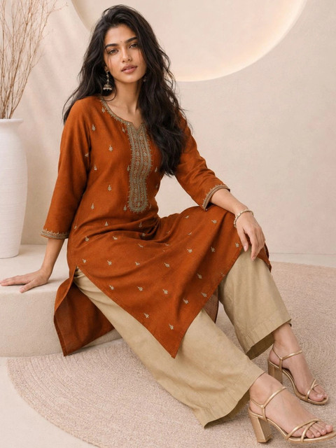 rarethread Women Embroidered Thread Work Kurta - Image 7