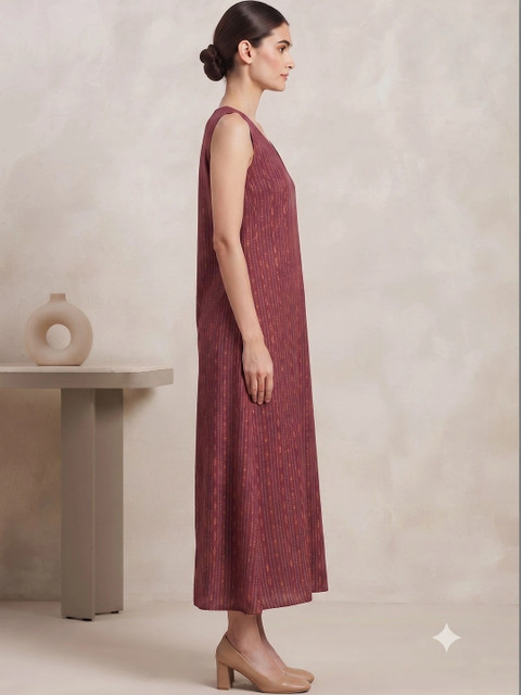 Milvia Ethnic Motifs Print A-Line Midi Dress