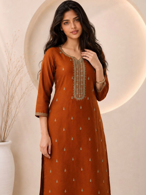 rarethread Women Embroidered Thread Work Kurta - Image 5