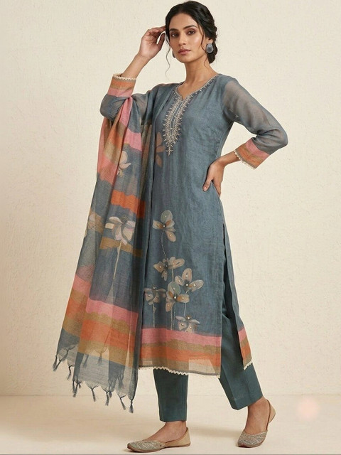 WaCraz Printed Pure Cotton Semi-Stitched Dress Material