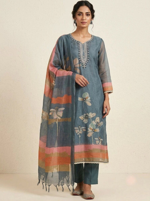 WaCraz Printed Pure Cotton Semi-Stitched Dress Material - Image 4