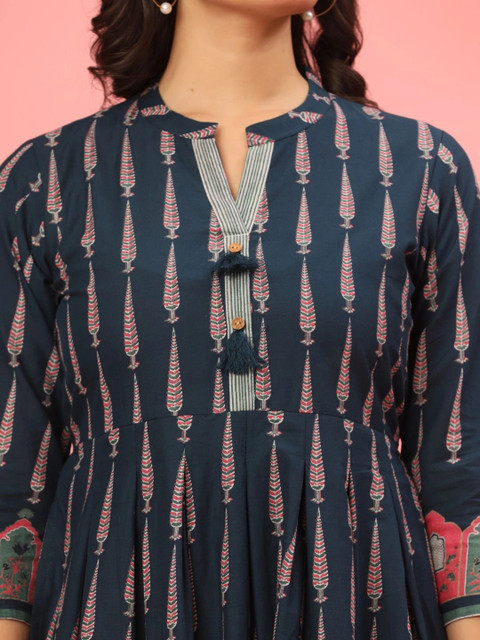 VEDANA Ethnic Motifs Print A-Line Midi Dress - Image 4