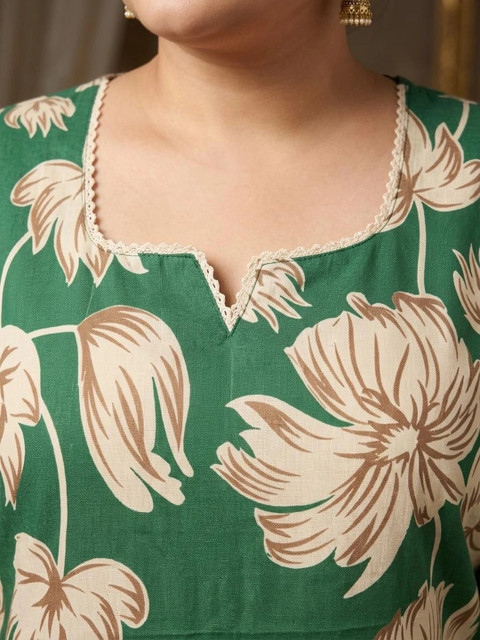 KALINI Women Floral Printed Pure Cotton Straight Kurta - Image 2