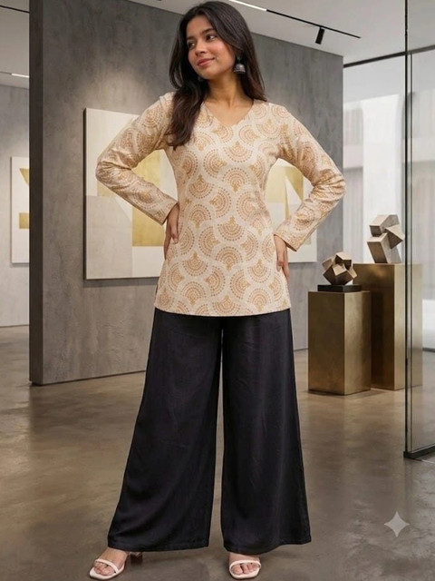 Megh studio Cotton Printed Top with Palazzos