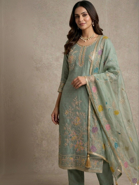 Haranozy Embroidered Semi-Stitched Dress Material - Image 5