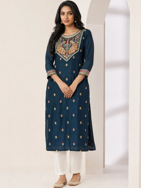 rarethread Women Embellished Thread Work Kurta - Image 5