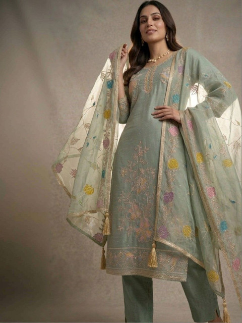 Haranozy Embroidered Semi-Stitched Dress Material - Image 4