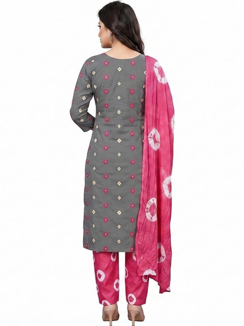 TANNU SAREE MODELING Printed Viscose Rayon Unstitched Dress Material - Image 2