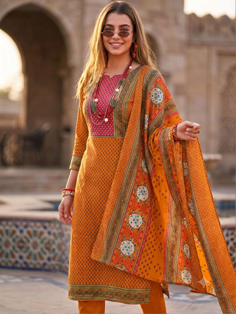 Rosaniya Printed Unstitched Dress Material - Image 5