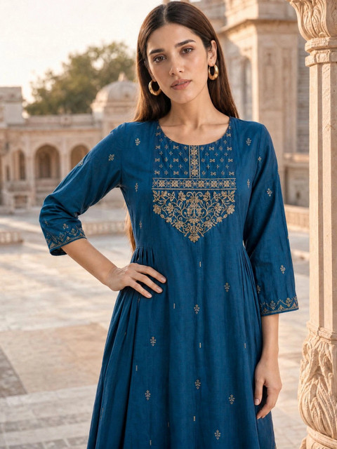 Rangita Women Ethnic Motifs Embroidered Thread Work Kurta - Image 5