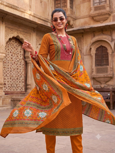 Rosaniya Printed Unstitched Dress Material - Image 2