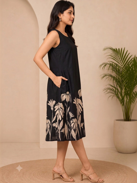 Cloth Bites Floral Print A-Line Dress - Image 3
