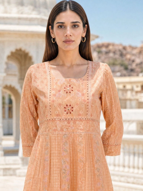 Rangita Women Floral Printed Thread Work Anarkali Kurta - Image 5