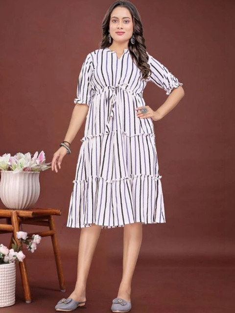 DIVA LUXORA Striped A-Line Dress
