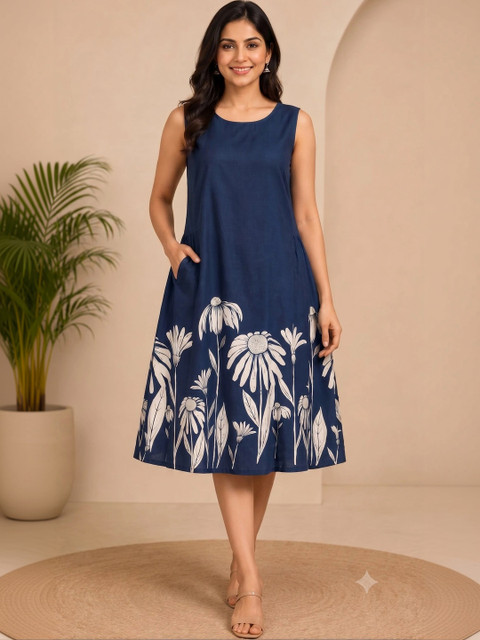 Cloth Bites Floral Print A-Line Dress