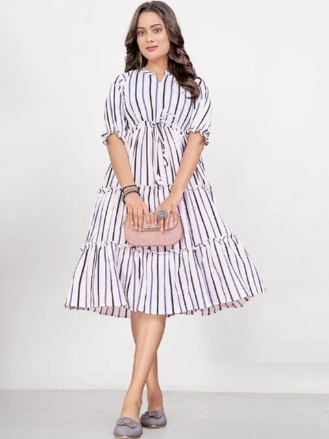 DIVA LUXORA Striped A-Line Dress