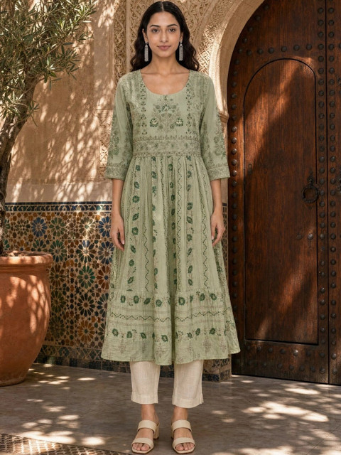 Rangita Women Floral Embroidered Thread Work Anarkali Kurta