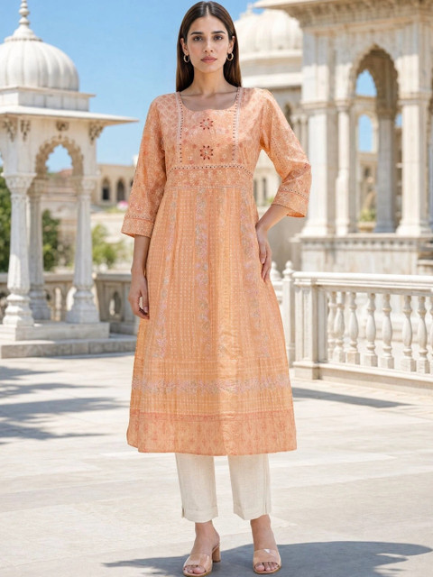 Rangita Women Floral Printed Thread Work Anarkali Kurta