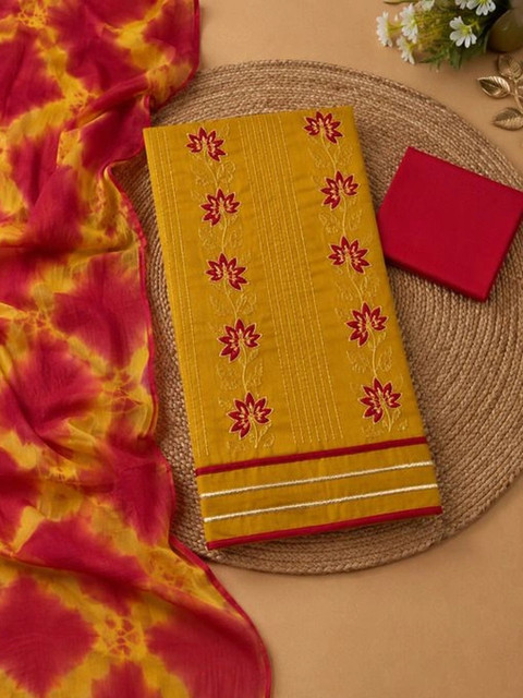 DESIGNERSPOT Embroidered Unstitched Dress Material