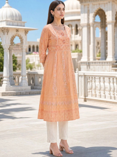 Rangita Women Floral Printed Thread Work Anarkali Kurta - Image 2