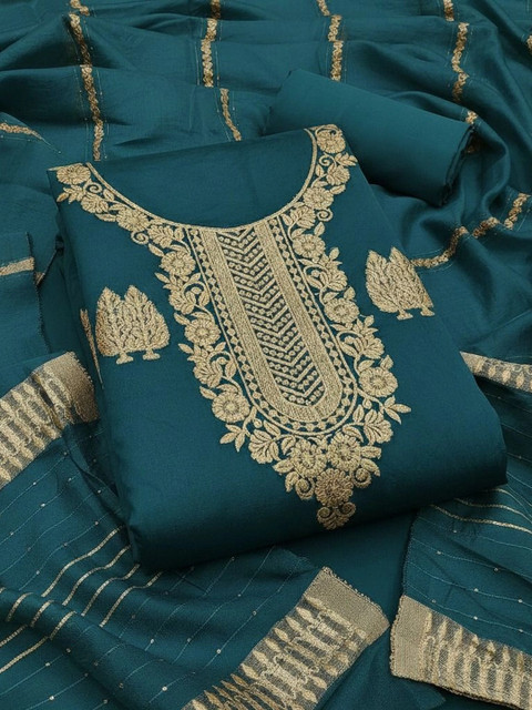KALINI Art Silk Unstitched Dress Material